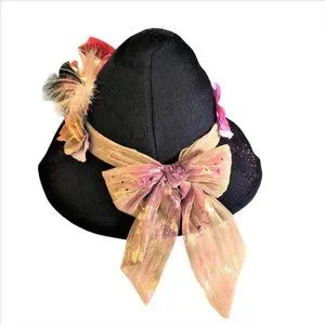 Handcrafted Y2K Boho Red Wool Blend Glamorous Embellished Floppy Hat NEW Hand Crafted | Accessories | Handcrafted Y2k Boho Dark Blue  main image 4